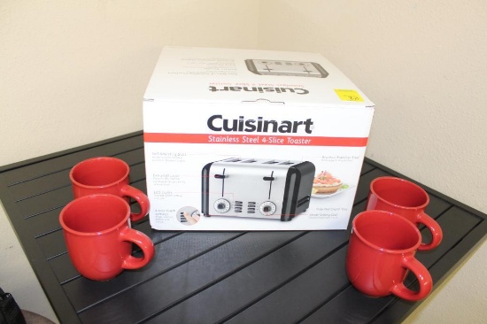 Cuisinart 4 slice toaster, (4) coffee cup set, Donated by WC-CEO Student Elizabeth Thompson,