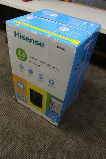 Hisense mini fridge 3.3 cubic feet, New In Box, Donated by Jane Viske Real Estate