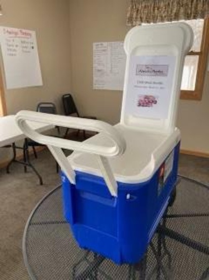 Rolling Igloo brand cooler with handle, Donated by F&M Bank, of Olivia, Renville, & Clarkfield, $100