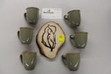 Owl wood carving, and (6) coffee cup set, Donated by WCCEO student Elizabeth Thompson, and $25 Max's