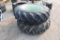 (2) 16.9-34 TIRES ON M&W 9 BOLT RIMS, ONE MONEY FOR THE PAIR