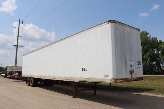 *** 1998 STOUGHTON 53' DRY VAN TRAILER, 102" WIDE, REAR BARN DOORS, TRANSLUENCT ROOF,