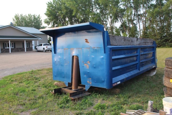17' GRAVEL BOX FOR DUMP TRUCK, TOP HINGE TAIL GATE, SPREADER CHAINS, STAGE HOIST, CAB