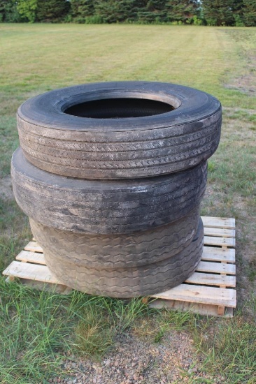 (2) 11R 24.5 & (2) 275 80R 22.5 TIRES, ONE MONEY FOR ALL