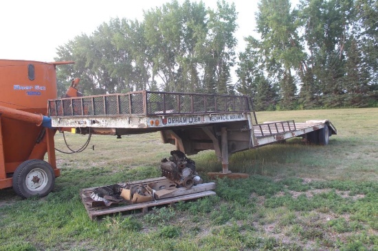** 1974 HOMEMADE 35' FLAT BED STEP DECK SEMI TRAILER, SINGLE AXLE, 94" WIDE, 9' TOP DECK,