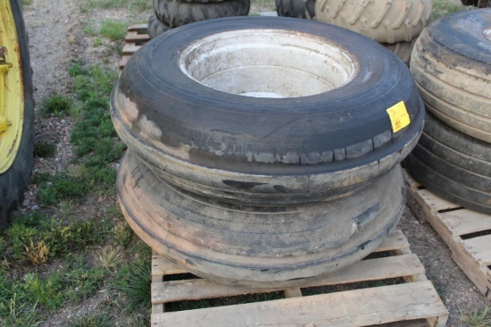 (2) 11.00-24 SINGLE RIB TIRES ON 10 BOLT RIM, OFF MAGNUM MFWD, ONE MONEY FOR BOTH