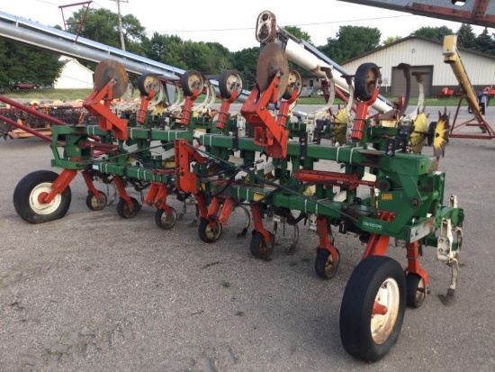 Glencoe 12R30" Cultivator, C Shank, Rolling Shields, Flat Fold, (2) Front Gauge Wheels, Mounted
