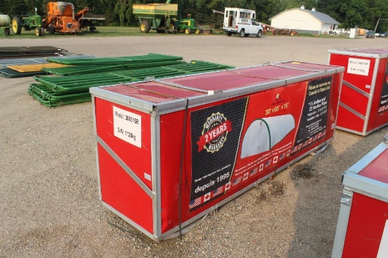BRAND NEW 30' X 65' X 15' GOLD MOUNTAIN HOOP BUILDING IN CONTAINER