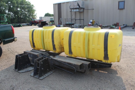 DEMCO SADDLE TANKS (2) 300 GAL POLY TANKS, MOUNTING HARDWARE,