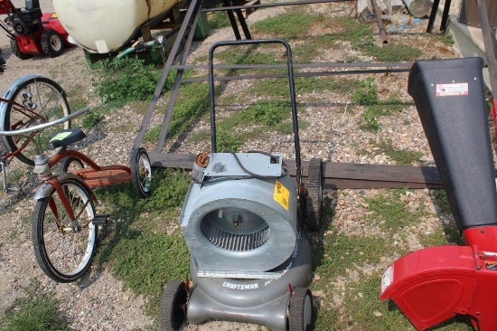 PORTABLE SQUIRREL CAGE FAN ON LAWN MOWER CART