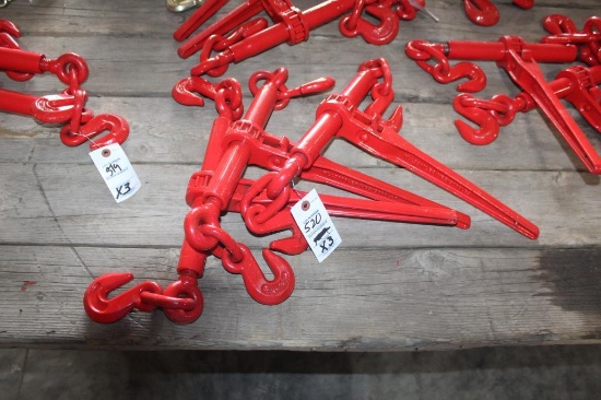 (3) 5400 LB BRAND RATCHETING CHAIN BINDERS, $ X 3