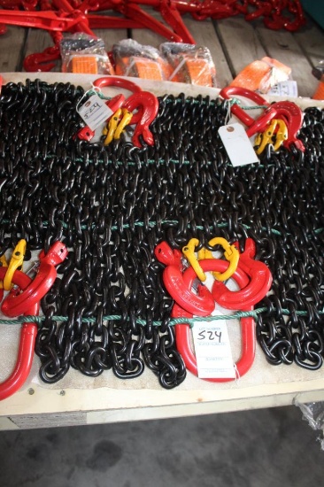 (2) BRAND NEW 5/16" X 7' G80 DOUBLE CHAIN SLINGS, $ X 2