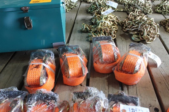 (4) BRAND NEW 2" X 27' RATCHET STRAPS, $ X 4