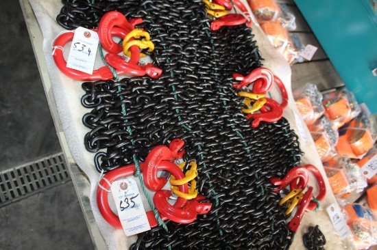 (2) BRAND NEW 5/16" X 7' G80 DOUBLE CHAIN SLINGS, $ X 2