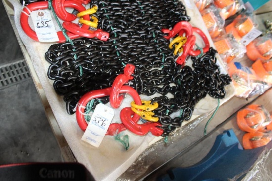 (2) BRAND NEW 5/16" X 7' G80 DOUBLE CHAIN SLINGS, $ X 2