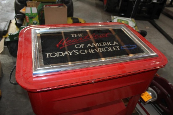 15" X 24" HEARTLAND OF AMERICA, CHEVY WALL HANGING, BLOW TORCH AND WOOD CLAMP, WOOD BLOCK PLANE