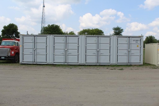 BRAND NEW 40' X 98" WIDE SHIPPING CONTAINER, BARN STYLE END DOORS, 4 SETS OF BARN STYLE SIDE DOORS