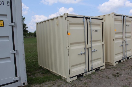 BRAND NEW 78" WIDE X 97" DEEP, SIDE WINDOW AND SIDE SERVICE DOOR, VENTED PORTABLE STORAGE