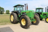 JOHN DEERE 4455 15 SPD POWER SHIFT, MFWD, FRONT FENDERS, 20.8R38 ON STEEL REAR, 18.4R26 FRONTS,