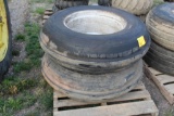 (2) 11.00-24 SINGLE RIB TIRES ON 10 BOLT RIM, OFF MAGNUM MFWD, ONE MONEY FOR BOTH