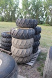 (9) 12.5L-15 DRIVE TREAD ON 8 BOLT RIMS, ONE MONEY FOR ALL TIRES,