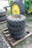 (4) 7.60-15 DRIVE TREAD ON 6 BOLT RIMS, ONE MONEY FOR ALL 4