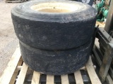(2) 385/65R22.5 Truck Tires on 8 Bolt Ag Rims
