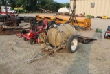 100 GAL FIBERGLASS TANK, SPRAYER ON CART, BOOM, HAND WAND, 12 VOLT PUMP