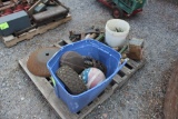PALLET OF DISC BLADES, SPRINGS, SICKLE GUARDS