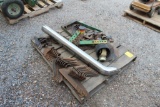 PALLET OF DIGGER SHOVELS, CHAIN HOIST, POWER SHAFT