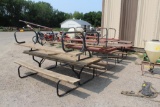 (6) WOODEN PICNIC TABLES WITH METAL FRAMES