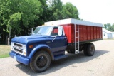 **1969 CHEVY C-50 SINGLE AXLE GRAIN TRUCK, 15' STEEL BOX & HOIST, SMALL V-8