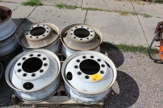 (4) Truck Rims, Steel 22.5", Hub Pilot, 10 Hole