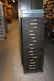 16 DRAWER ANTQUIE CABINET, COTTER PIN, ELECTRICAL, FROST PLUGS, AND MORE, (2) PARTS CASES