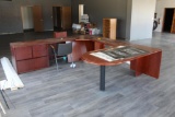 Wood Wraparound Office Desk with Chair