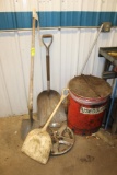 Used Rag Container, Shovels, Broom