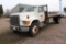 *** 1995 FORD F SERIES, DIESEL, 6 SPEED, 10.00R22.5 TIRES, 8'X18' FLAT BED WITH STAKE POCKETS,