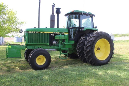 1988 JOHN DEERE 4650 2WD TRACTOR, POWERSHIFT, 3SCV, POWER BEYOND, SMALL 1000 PTO, ROCK BOX,