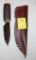 HANDCRAFTED HUNTING KNIFE WITH STACKED LEATHER HANDLE AND LEATHER SHEATH