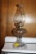 CLEAR GLASS OIL LAMP WITH MUSHROOM BASE