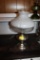 ALADDIN LAMP WITH CLEAR GLASS CHIMNEY AND FROSTED GLOBE