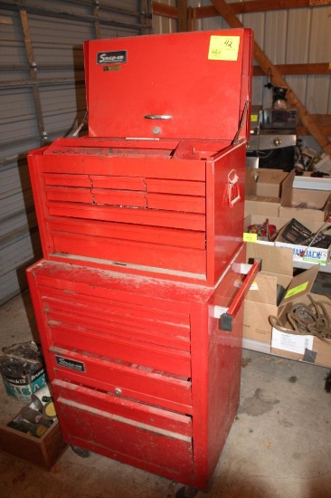 SNAP-ON ROLLING TOOLCHEST, TOP AND BOTTOM, 9 DRAWER TOP AND 5 DRAWER BOTTOM