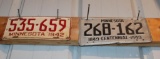 2 LICENSE PLATES, (1) 1942, AND (1) 1949 CENTENNIAL