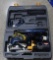RYOBI 18 VOLT, SAW, DRILL, FLASHLIGHT, CHARGER, RECIPROCATING SAW, IN CASE