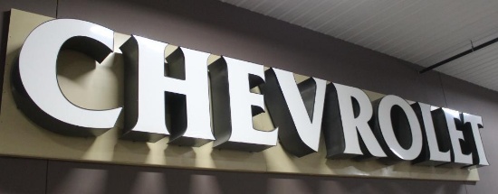 Chevrolet Approx 25'x52" Letter Sign, Lighted, Works, Letters Are Approx 37" Tall, Original Sign
