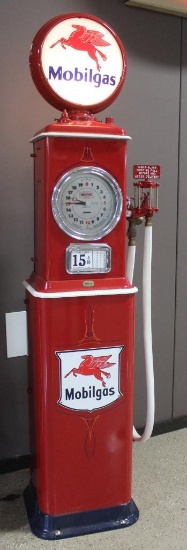 1934 Mobil Gas Clock Face Gas Pump, Made By Bennett, Restored, Lighted Globe,