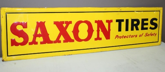 16"x59" SAXON TIRES Protectors of Safety, Single Sided Metal Sign, Embossed,