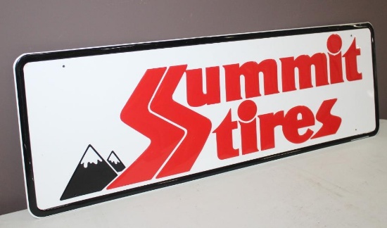 16"x48" Summit Tires, Single Sided Embossed Metal Sign