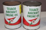 (2) 1 Qt Metal Texaco Aircraft Engine Oil, Unopened