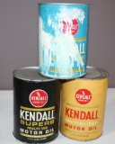 (3) 1 Qt Paper Kendall Unopened, 30, 40, 10W20W30, Marvel & Valvoline Metal Lube Cans